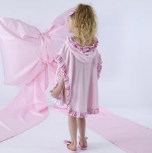Load image into Gallery viewer, ADee SS26 Rosie 802 Bow Print Frill Towelling Poncho Pink Blossom