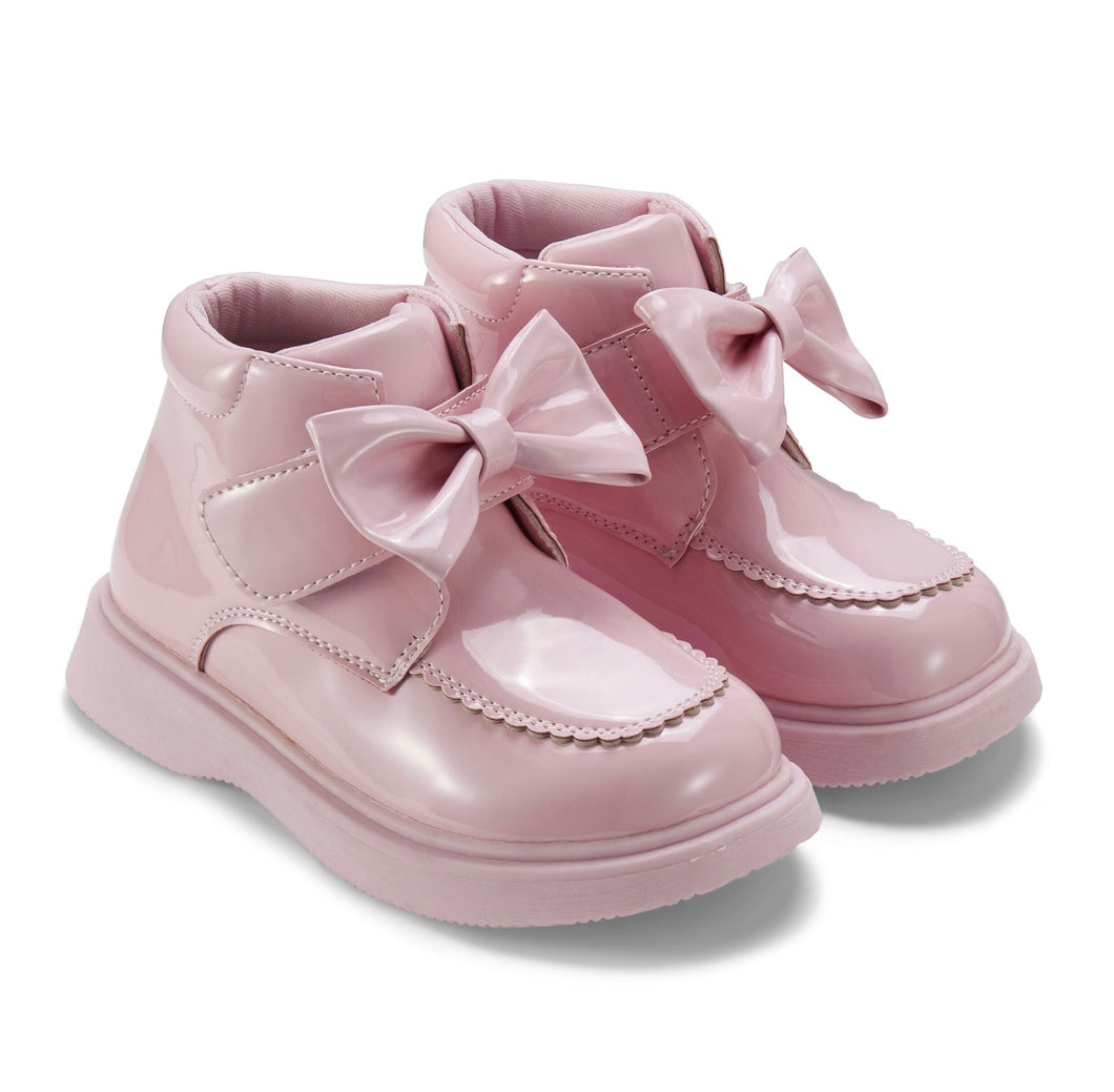 Little A AW25 Bow Boot with Velcro Strap 502  Bowe Pink