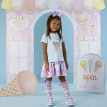 Load image into Gallery viewer, ADee SS26 Sutton 710 Jersey dress with Contrast Ice Cream Frill Soft Blue
