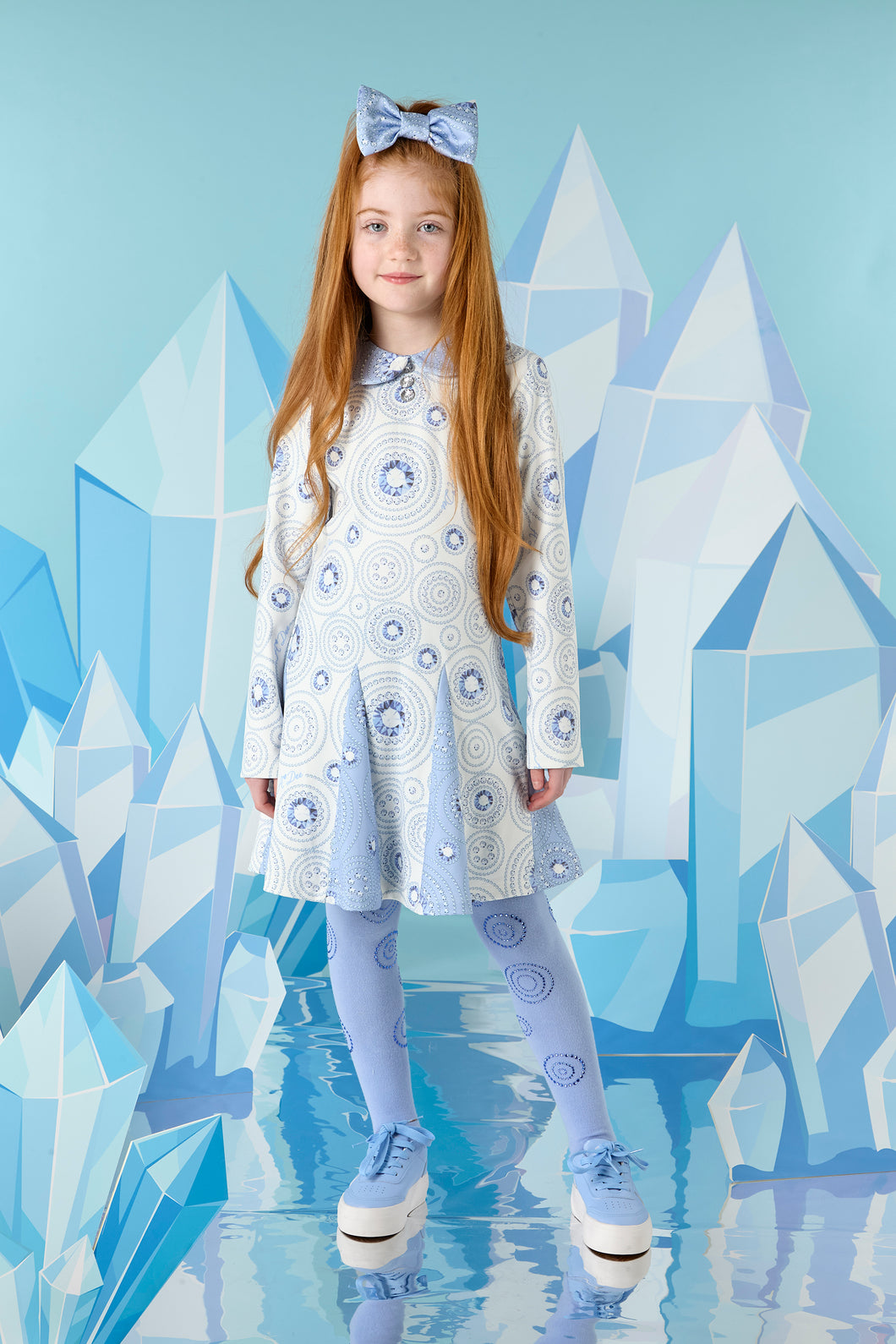 ADee AW24 Diamond Print Dress 701 Pippa Snow White