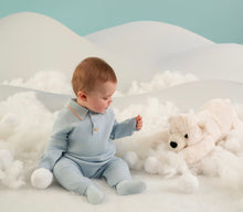 Load image into Gallery viewer, Mitch &amp; Son AW25 Knitted Polo Romper 707 Mack Sky Blue