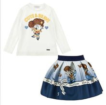 Load image into Gallery viewer, Monnalisa AW26  Girls Blue Daisy Duck Skirt Set