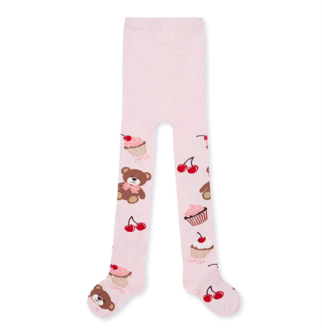 ADee AW25 Bear Print Tights 912 Macie Pink Fairy