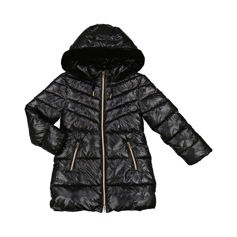 Mayoral AW24 Long Black Coat 7478 Junior Girl