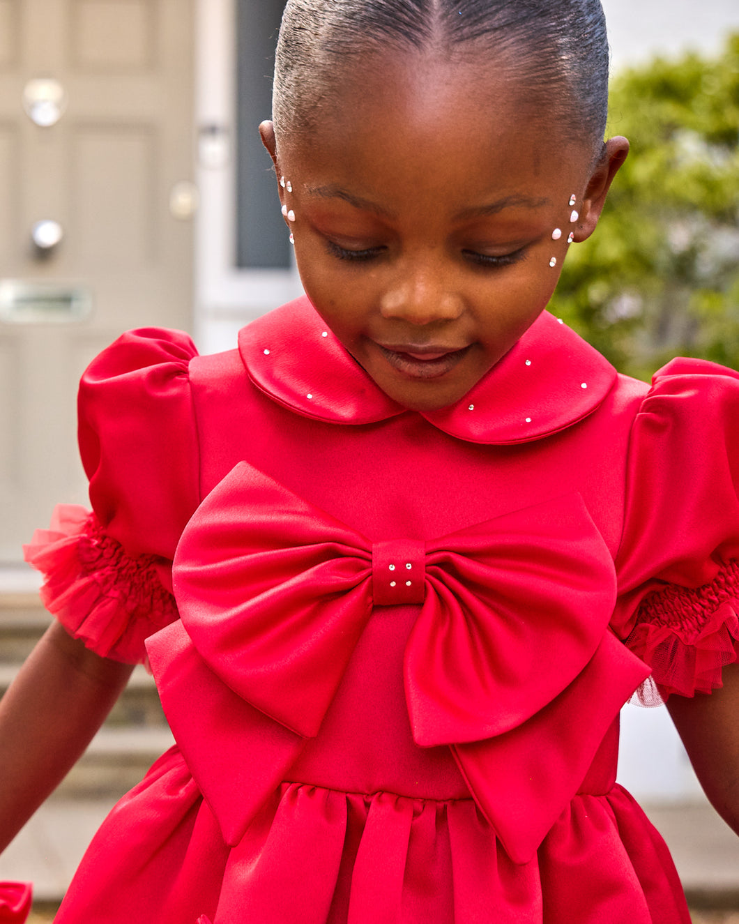 Caramelo Kids AW25 Bow Party Dress 0321243 Red