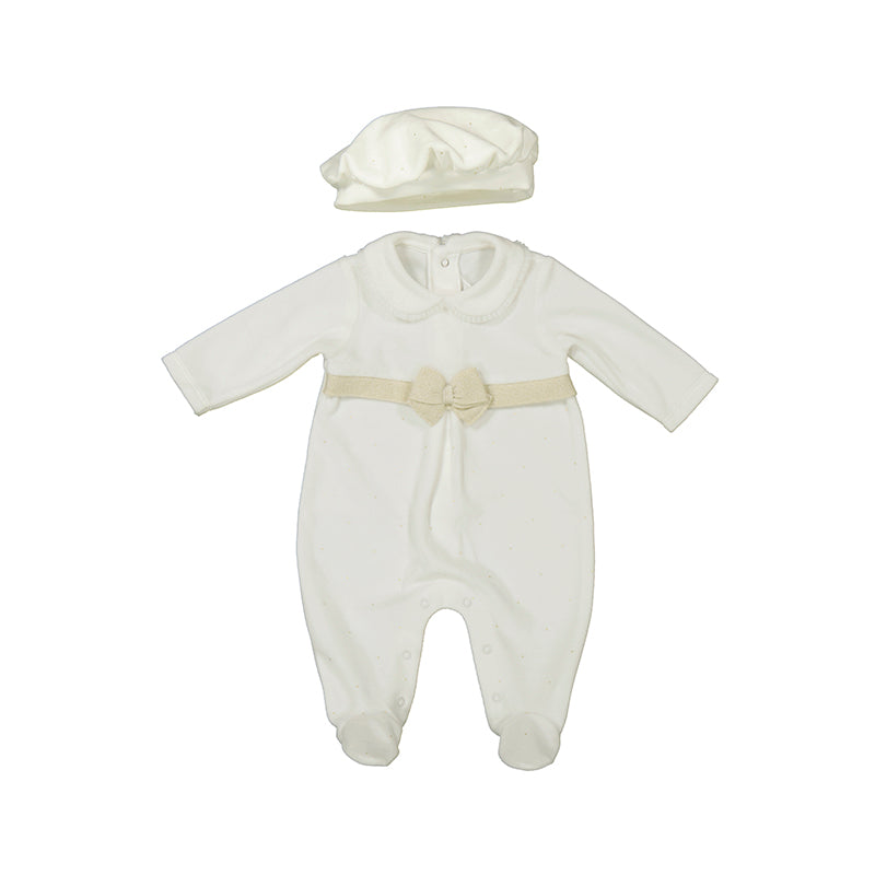 Mayoral AW24 Newborn Collection Bodysuit with Beret Natural 2782