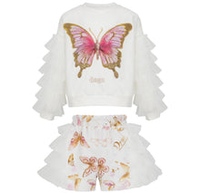 Load image into Gallery viewer, Daga SS26 Twinkle Flight Applique &amp; Tulle Sweater &amp; Tulle Ruffles Shorts Set X 2 - White Beige
