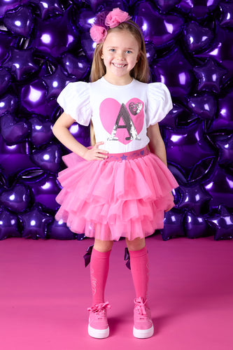 ADee AW24 TUTU Skirt Set 521 Tabitha Hot PINK