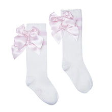 Load image into Gallery viewer, ADee AW25 Knee High Double Bow Socks 915 Maeve Snow White