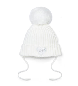 Little A AW25 KnittedLurex Pom Pom Hat 317 Kamila Snow White