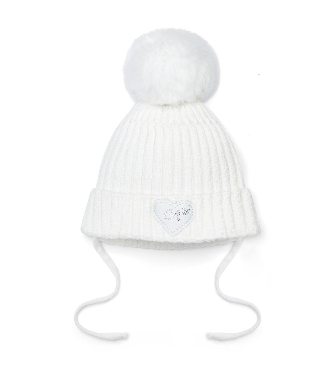 Little A AW25 KnittedLurex Pom Pom Hat 317 Kamila Snow White
