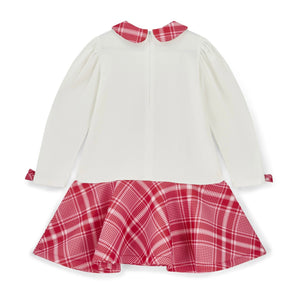 ADee AW25 Check Bow Dress with Peter Pan Collar 703 Snow White