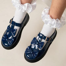 Load image into Gallery viewer, Caramelo AW25 Double Bow School Shoes 377102 Navy