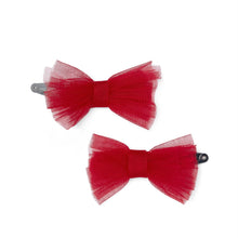 Load image into Gallery viewer, Little A AW25 Tulle Bow Hair Clips Kaylee 315 Red