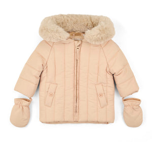 Mitch & Son AW25 Fur Trimmed Padded Jacket 701 Mikey Latte Beige