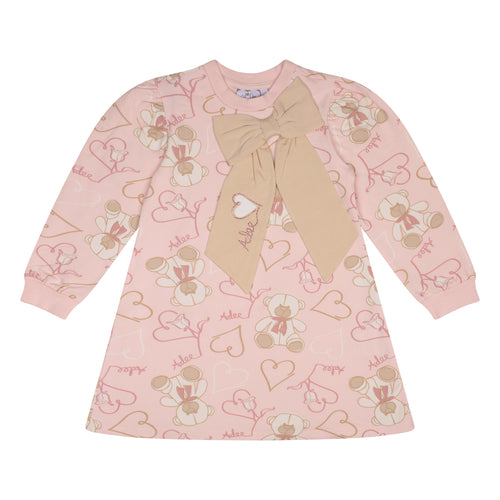 ADee AW24 Teddy Print Sweat Dress 710 Pink