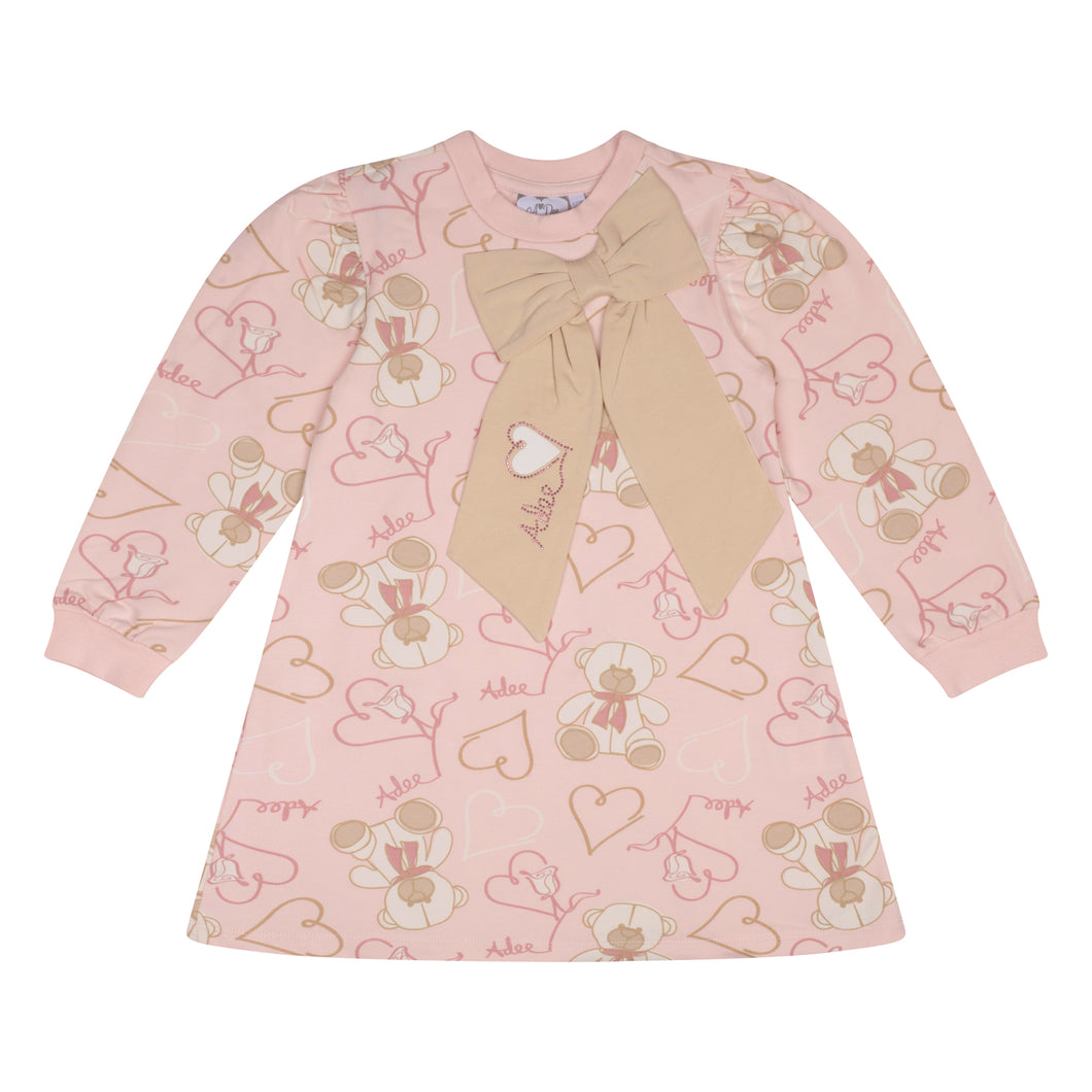 ADee AW24 Teddy Print Sweat Dress 710 Pink