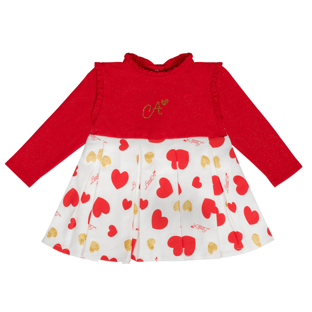 Little A AW24 Heart Print Dress Harlow 407 Red