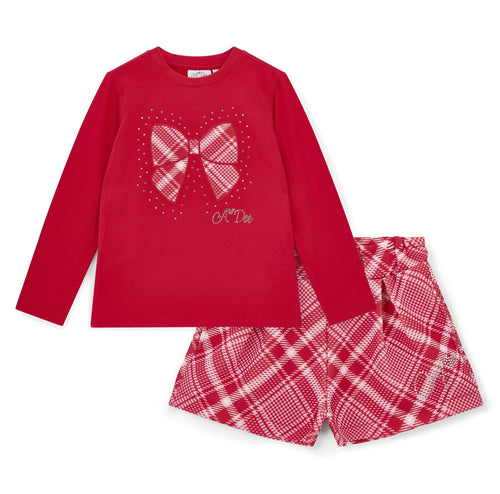 ADee AW25 Check Bow Short Set 508 Lexi Red