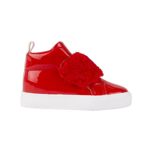 Little A AW24 Faux Fur Strap High Top FUREVER Red