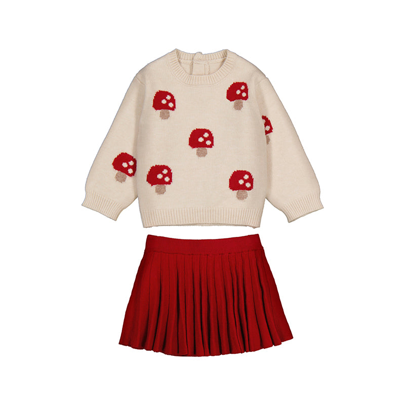 Mayoral AW25 Girl Tricot Skirt Set 2925 Red