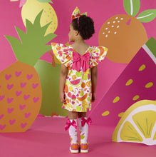 Load image into Gallery viewer, ADee SS26 Tamara 715 Tutti Frutti Print Dress with Contrast Bow  Bright white
