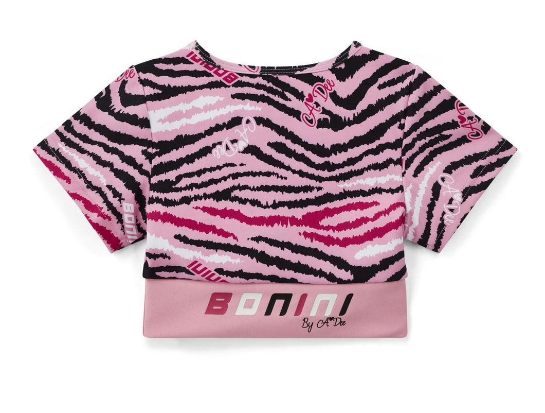 Bonini AW25 Printed Sports Top 307 Peony Pink Energy