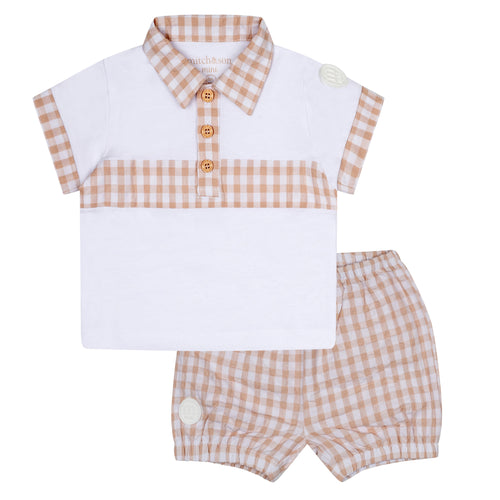 Mini Mitch & Son SS24 Polo set 006 Samuel Bright White