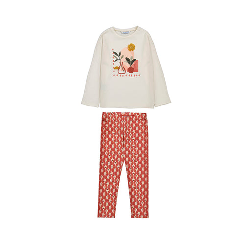 Mayoral AW25 Mini Girls Leggings Set 4719 Dark Red