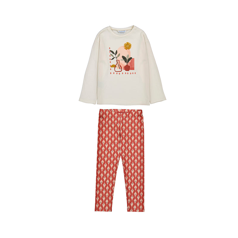 Mayoral AW25 Mini Girls Leggings Set 4719 Dark Red