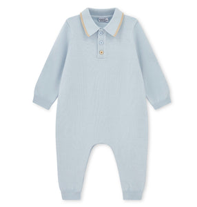 Mitch & Son AW25 Knitted Polo Romper 707 Mack Sky Blue
