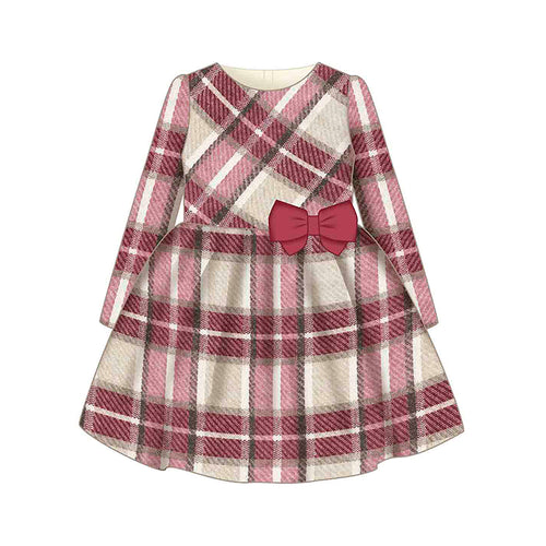 Mayoral AW25 Mini Girls Plaid Dress 4924 Cherry
