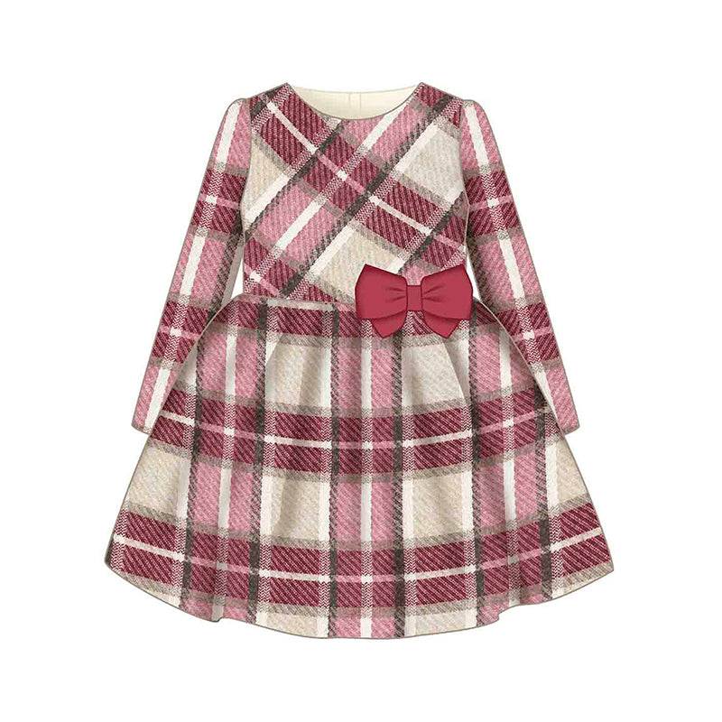 Mayoral AW25 Mini Girls Plaid Dress 4924 Cherry