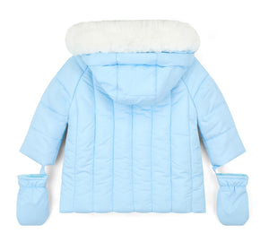 Mitch & Son AW25 Fur Trimmed Padded Jacket 701 Mikey Sky Blue