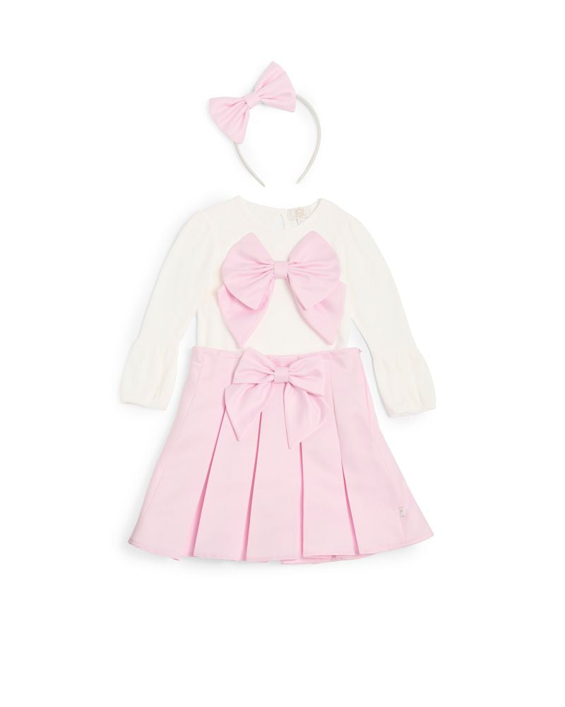 Caramelo Kids AW25 Bow Skirt Set 0353237 Pink