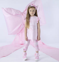 Load image into Gallery viewer, ADee SS26  Ria 509 Bow Print Legging Set with Bow artwork and contrast back insert Pink Blossom