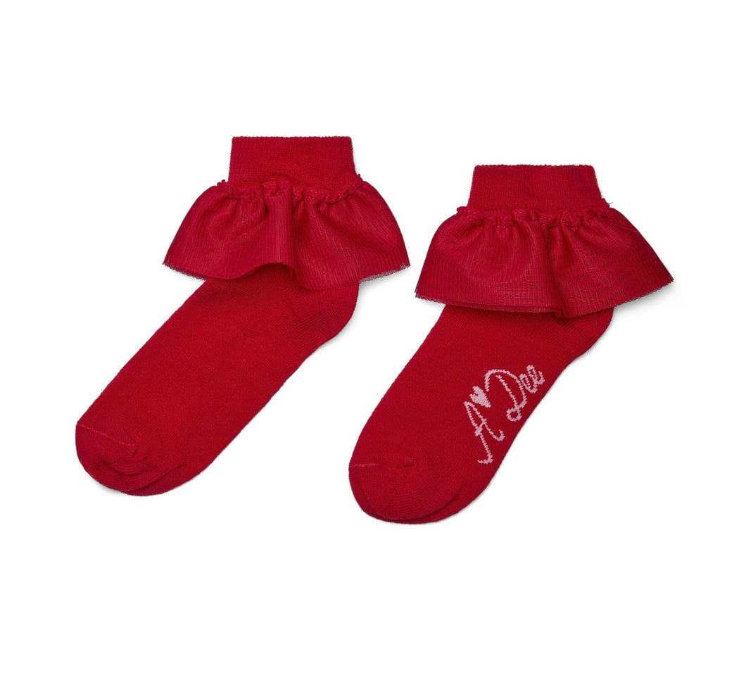ADee AW25 Frill Ankle Socks 934 Lou Lou Red