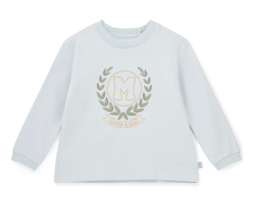 Mitch & Son AW25 Crest Embroidery Long Sleeve Top 415 Jonah  Blue