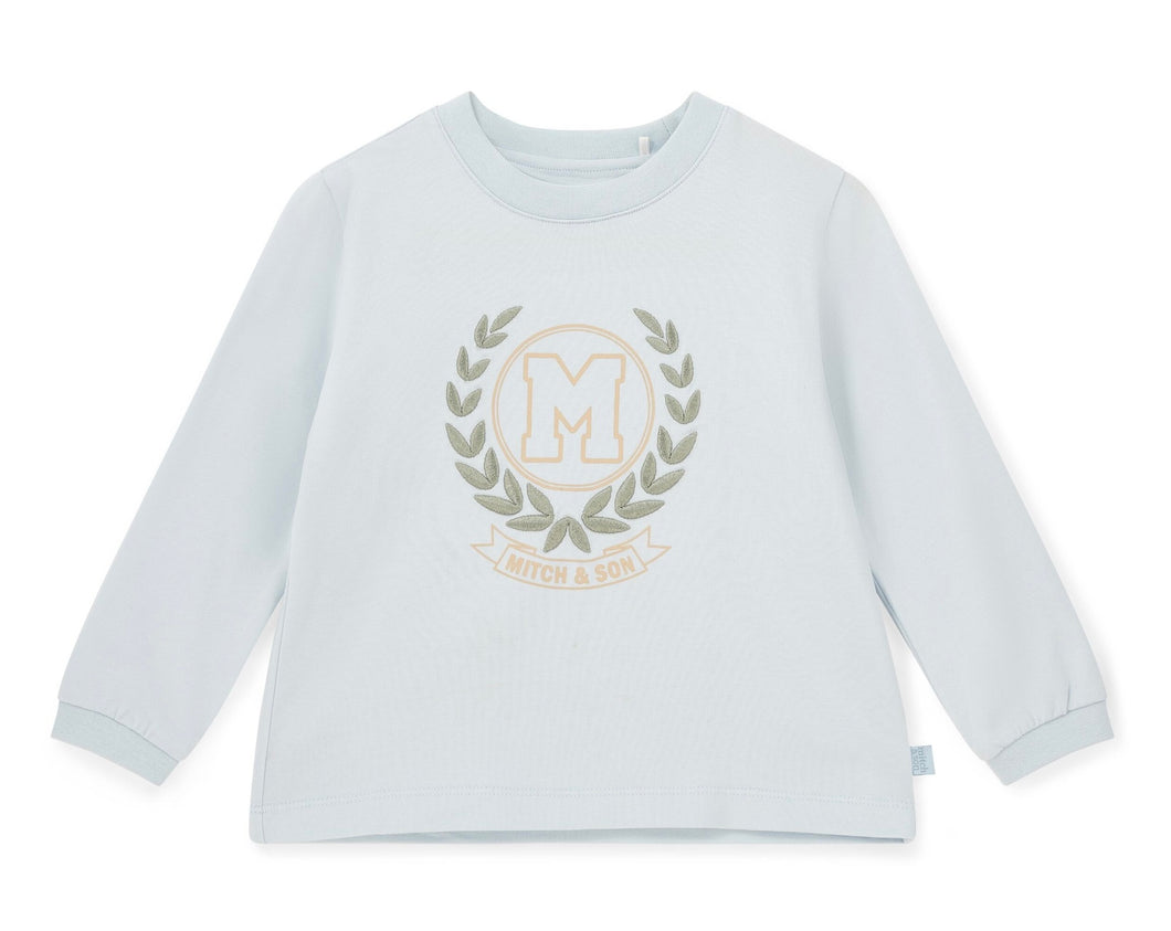 Mitch & Son AW25 Crest Embroidery Long Sleeve Top 415 Jonah  Blue