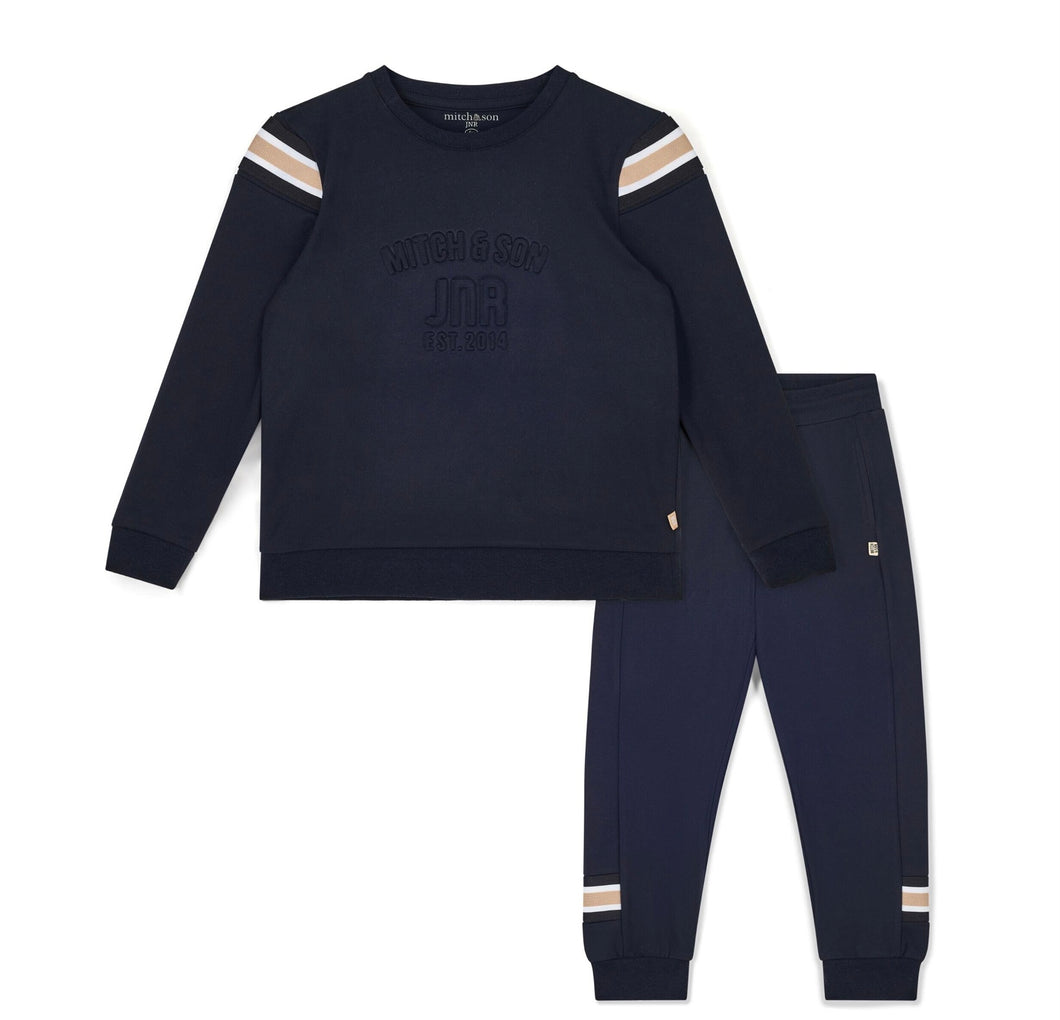 Mitch & Son Junior AW25 Embossed Crew Neck Tracksuit 605 Luis Black