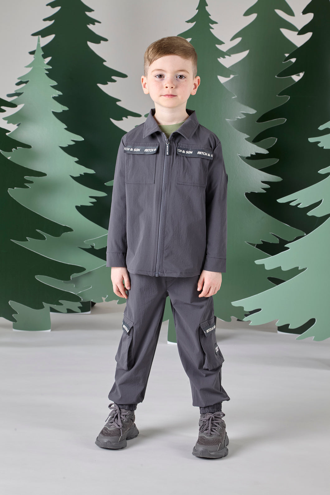 Mitch & Son Junior AW24 Poly Zipper TRACKSUIT 612 Calvin DARK Grey