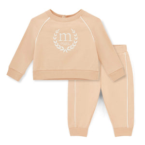 Mitch & Son AW25 Crest Crewneck Tracksuit 703 Matthew Latte Beige