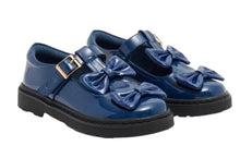 Load image into Gallery viewer, Caramelo AW25 Double Bow School Shoes 377102 Navy