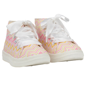 ADee SS24 Printed canvas high top Trainer 102 Pink Fairy