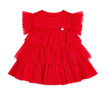 Load image into Gallery viewer, Little A AW25 Tulle Frill Dress 408 Khloe Red