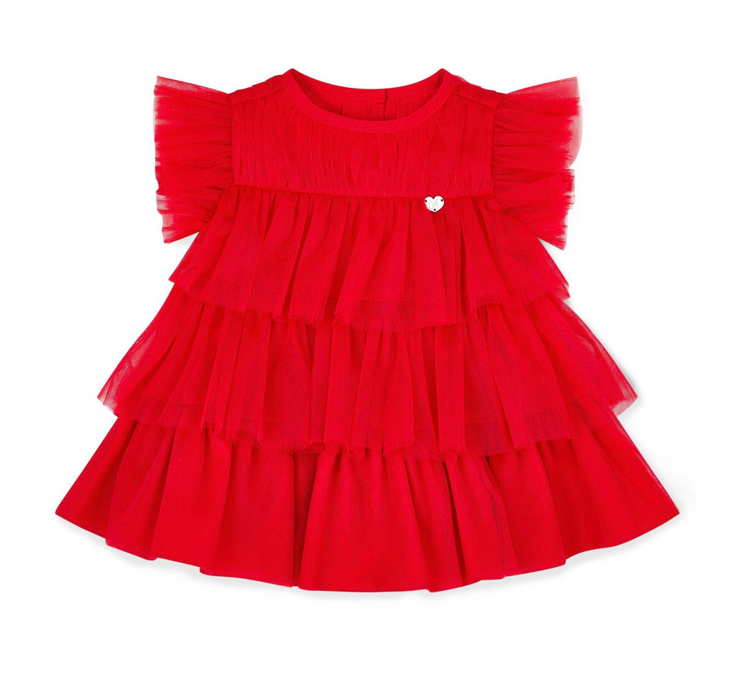 Little A AW25 Tulle Frill Dress 408 Khloe Red