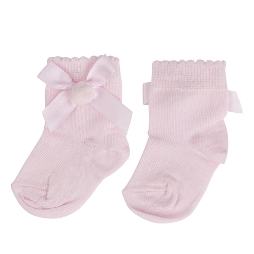 Little A AW24 Pom Pom Ankle Socks Harriet 318 Baby Pink