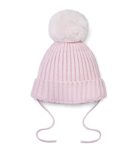 Little A AW25 KnittedLurex Pom Pom Hat 317 Kamila Pink Fairy
