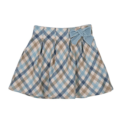 Mayoral AW24 Check Skirt 49011 Sky Blue Mini Girl