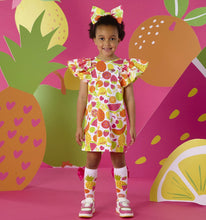 Load image into Gallery viewer, ADee SS26 Tamara 715 Tutti Frutti Print Dress with Contrast Bow  Bright white